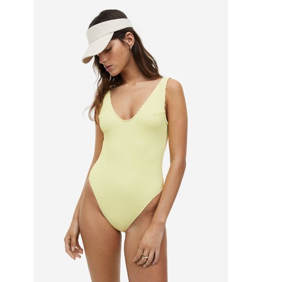 Yellow H&M One-Piece Scoop Neck Bathing Suit | Size Large - Picture 4 of 10